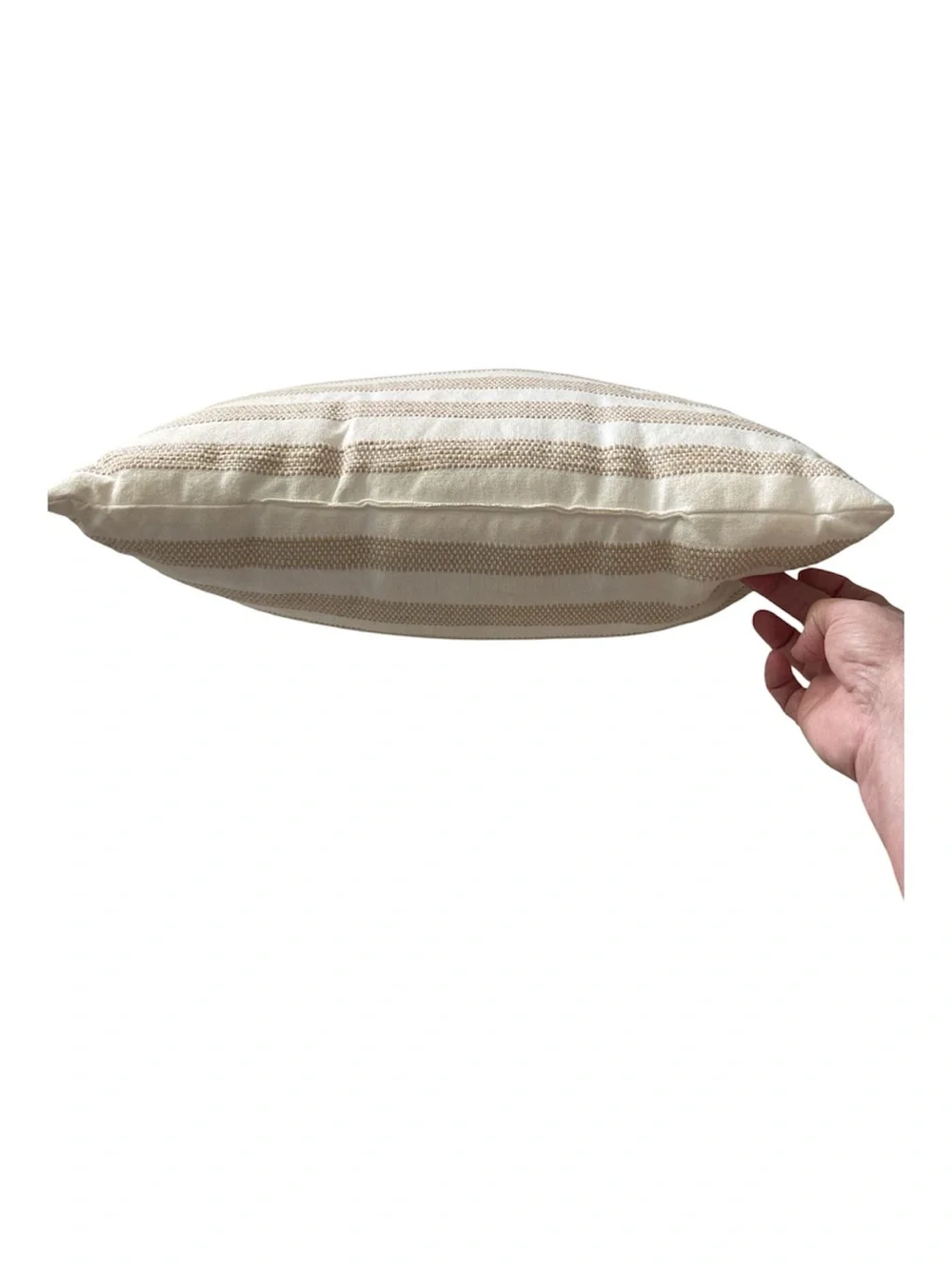 Striped Beige and Cream Lumbar Pillow